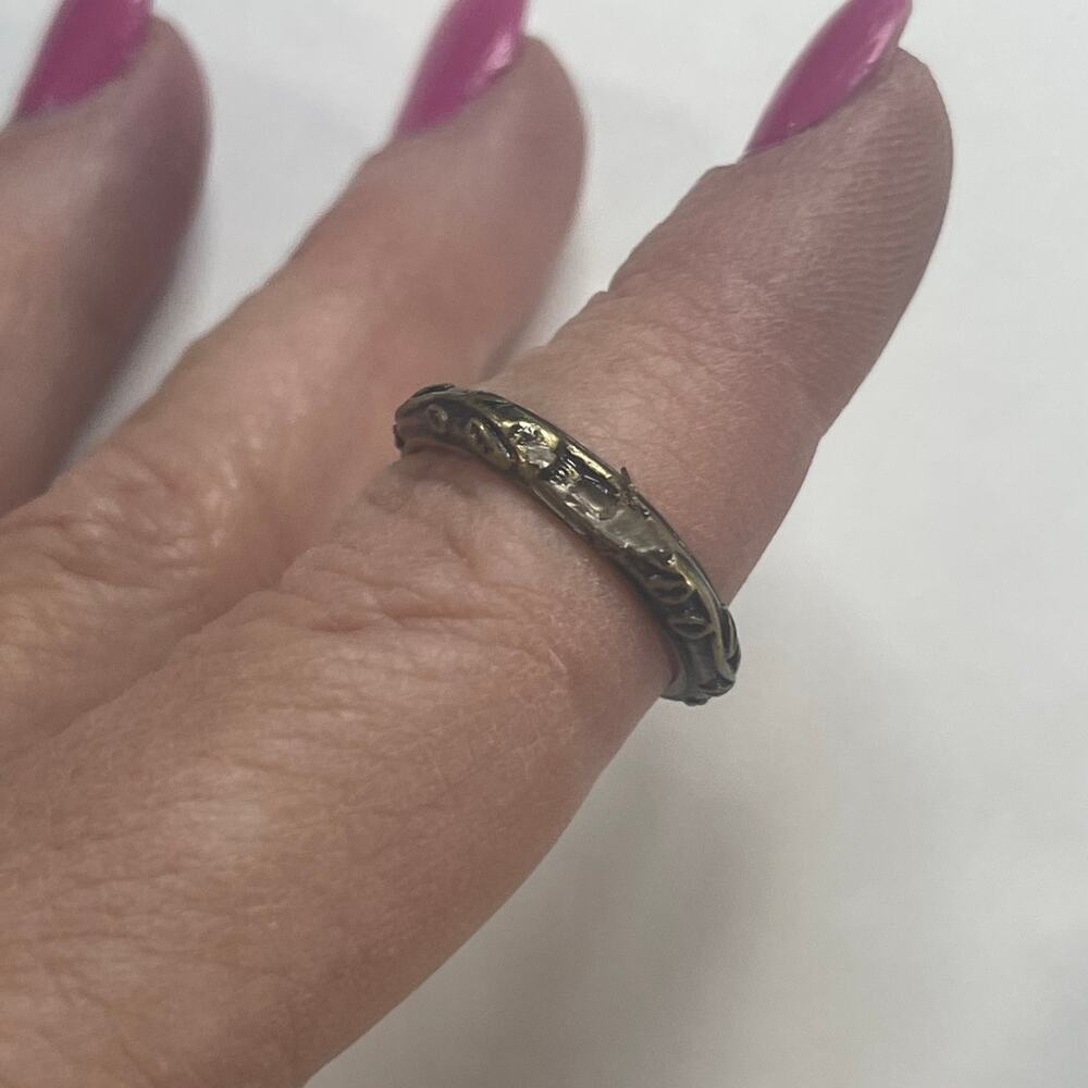 Lucky Brand ring size 7 burnished gold tone signed costume jewelry bohemian boho